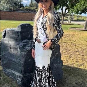 Elegant Black and White Embroidered Dress